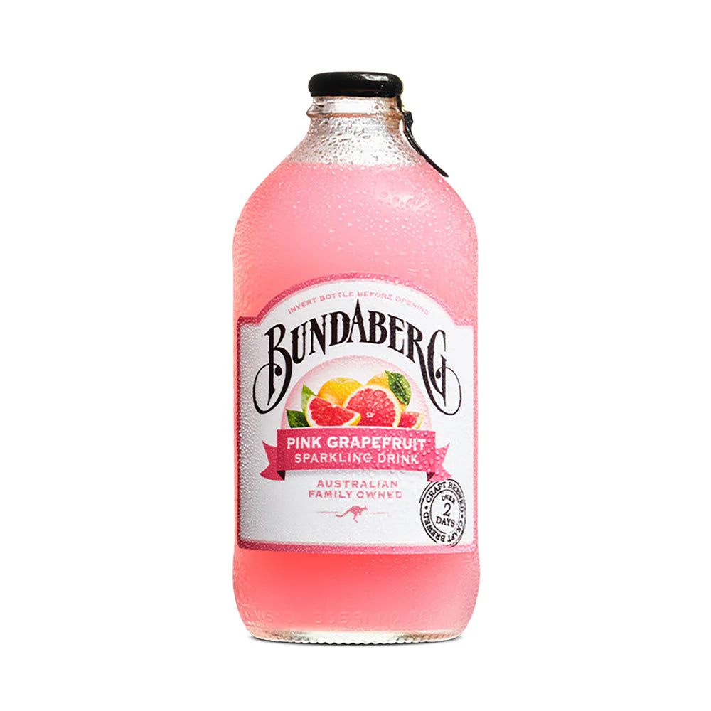 Gazuotas rožinio greipfruto skonio gaivusis gėrimas "BUNDABERG" 375ml.