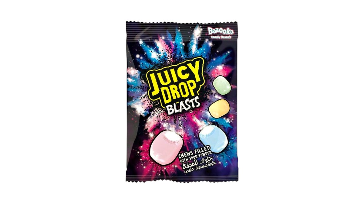 Kramtomieji saldainiai BAZOOKA JUICY DROP BLASTS, 45 g