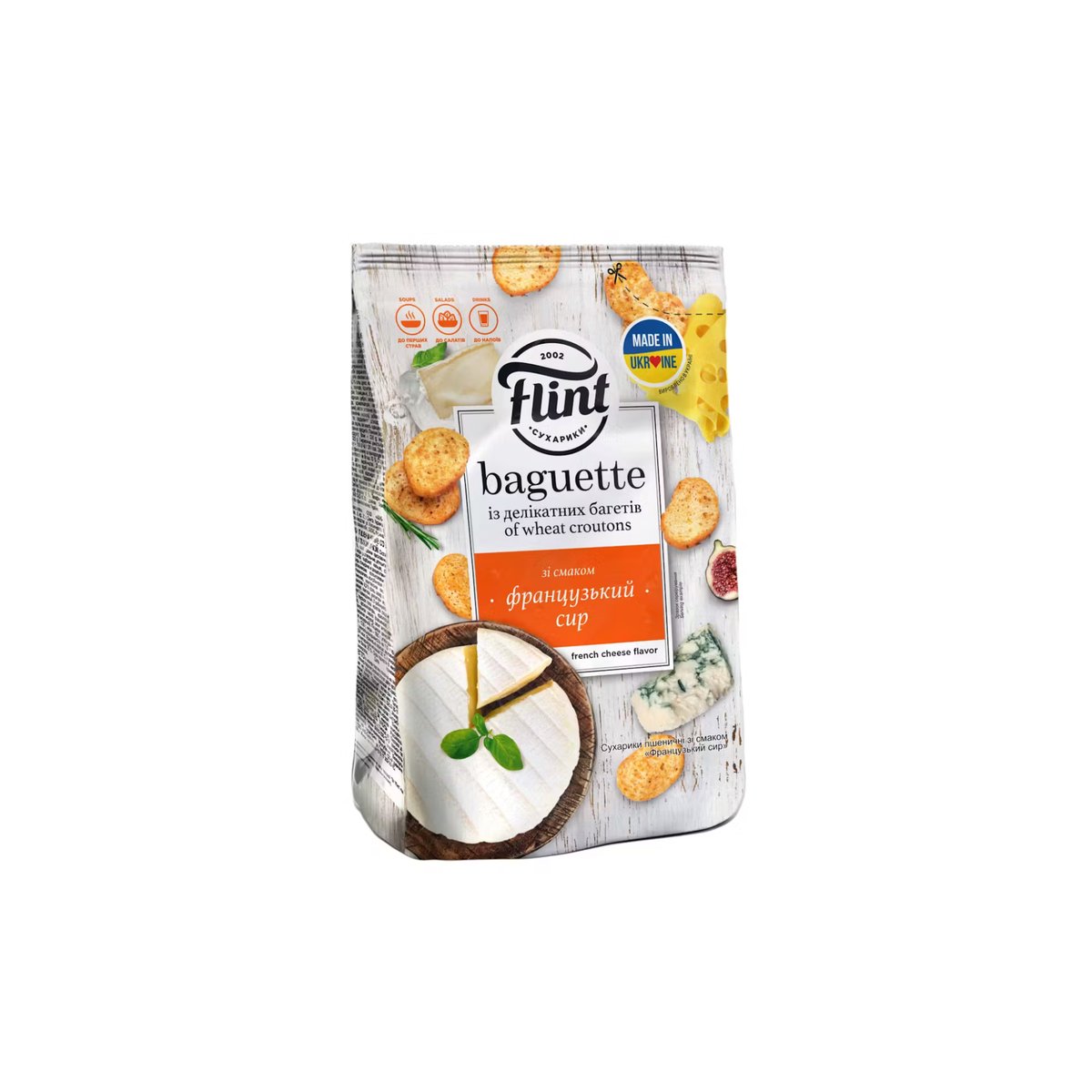 Džiūvėsėliai FLINT, Baguette, prancūziško sūrio skonio, 90 g