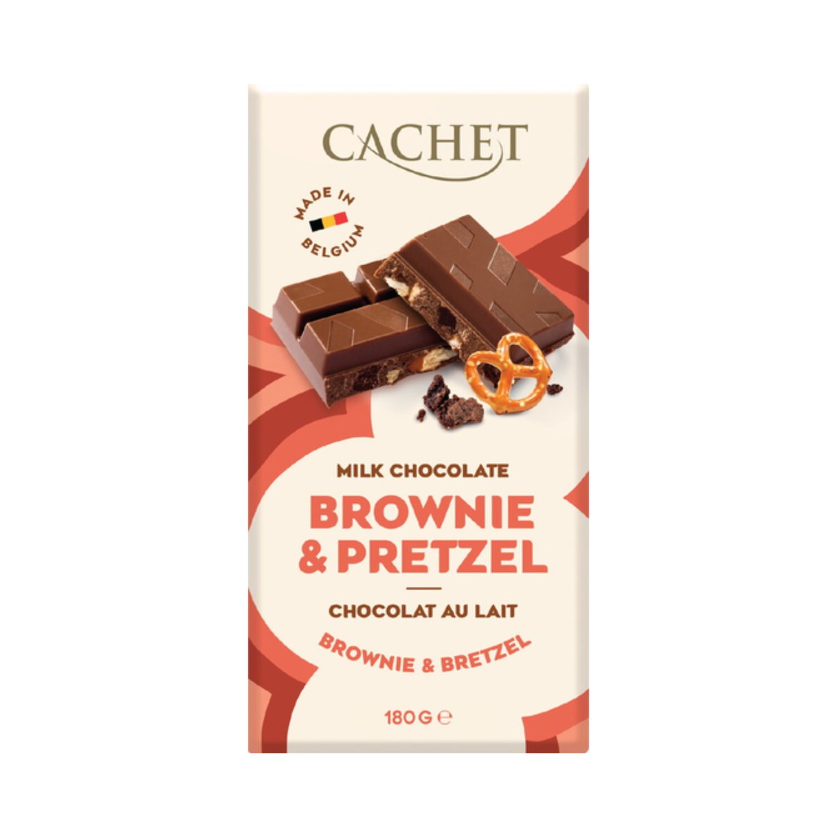 Pieniškas šokoladas su "Brownie" pyrago ir riestainio gabalėliais "CACHET" 180 g