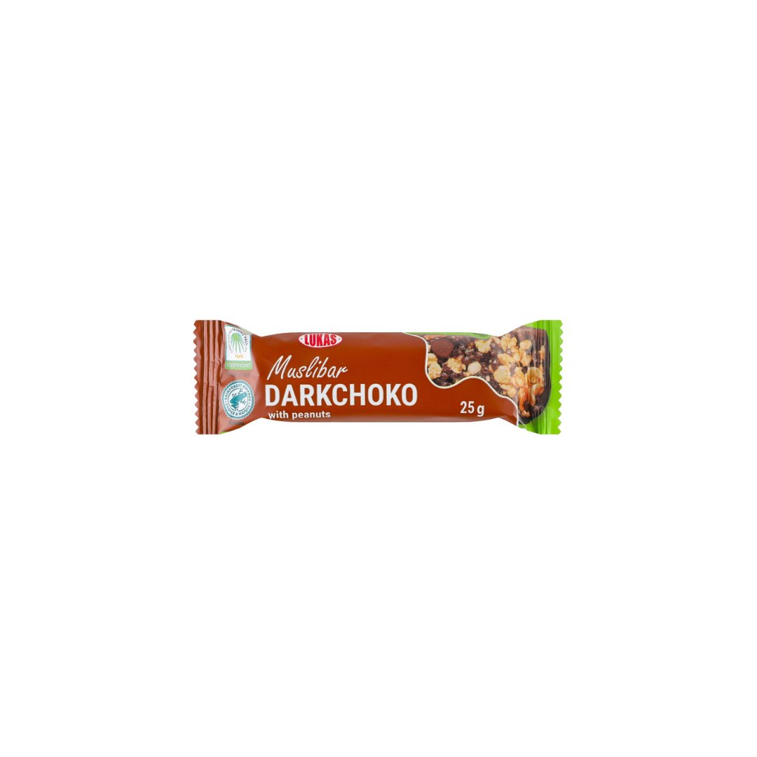 Javainių batonėliai MUSLIBAR Dark Choco su žemės riešutais, 25 g