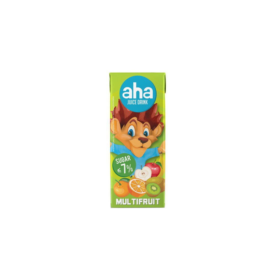 Įvairių vaisių sulčių gėrimas MULTIFRUIT AHA, 200 ml