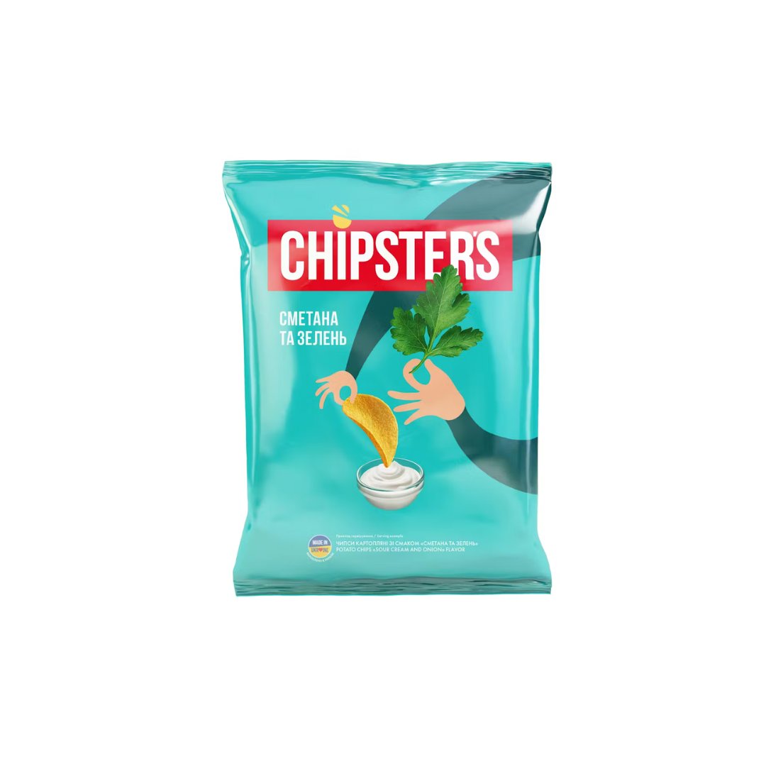 Bulvių traškučiai CHIPSTER'S, grietinės skonio, su žolelėmis, 120 g