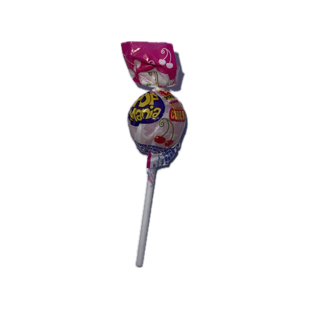 Vyšnių skonio ledinukai su kramtoma guma "POP MANIA CHERRY", 12 g