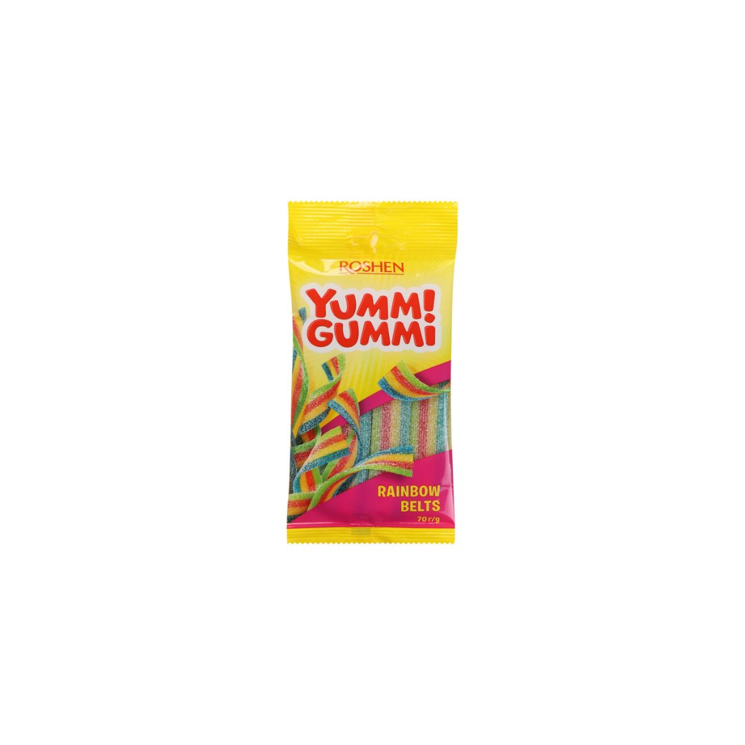 Želiniai saldainiai YUMMI GUMMI Sour Rainbow Belts, 70 g