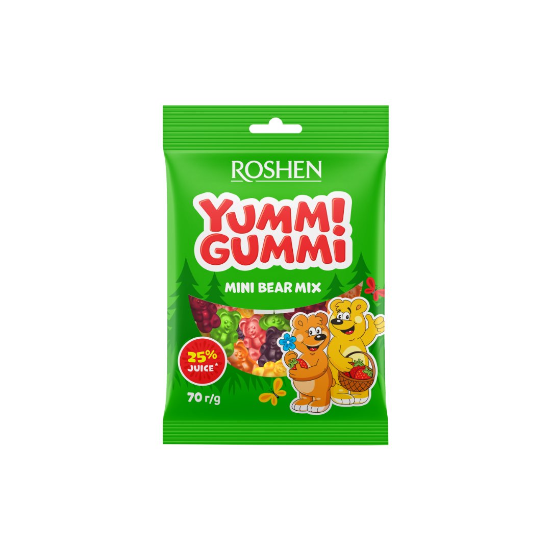 Želiniai saldainiai Yummi Gummi Mini bear mix, 70g