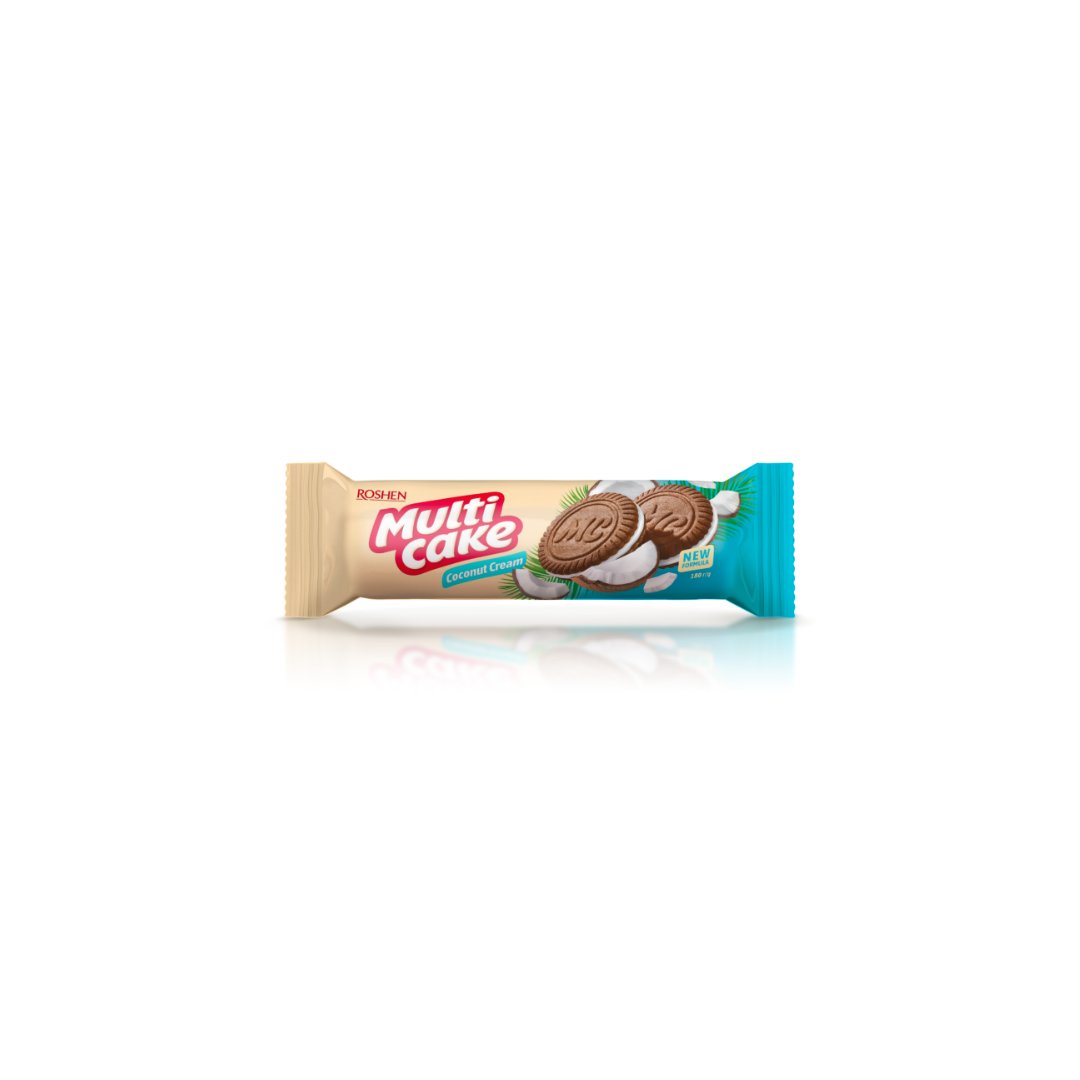 Sausainiai Multicake su kokosų kremo skonio įdaru (30%), 180g