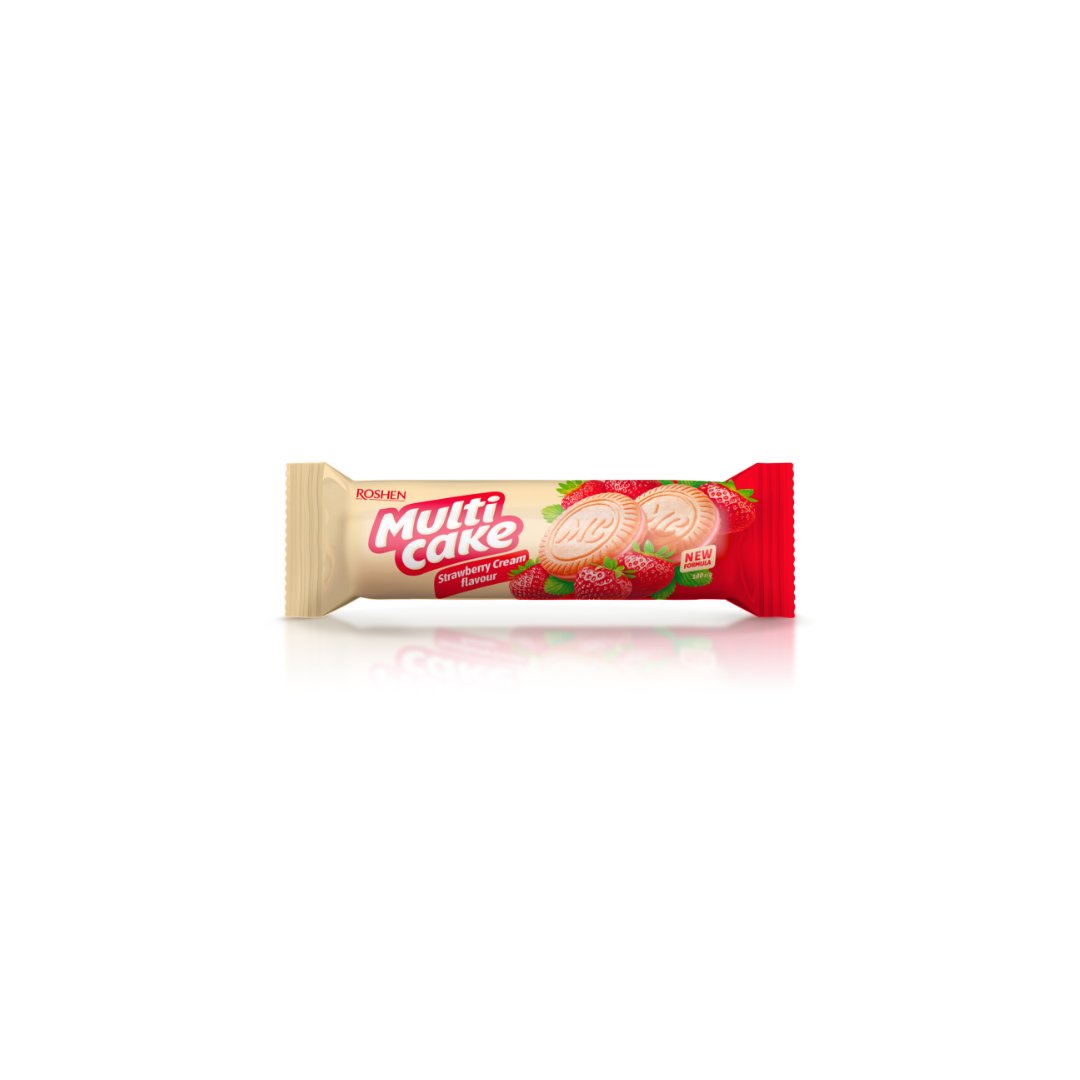 Sausainiai Multicake su braškių kremo skonio įdaru (30%), 180g