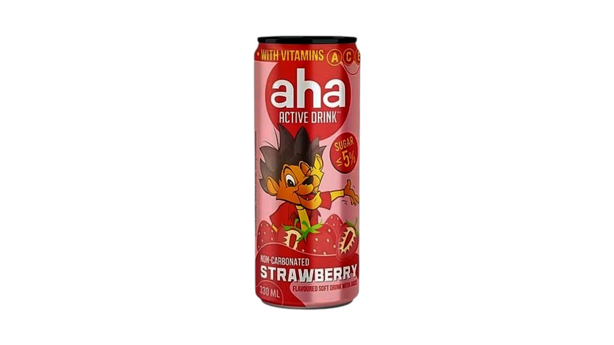 Negazuotas braškių skonio gėrimas aha su vaisių sultimis 330ml