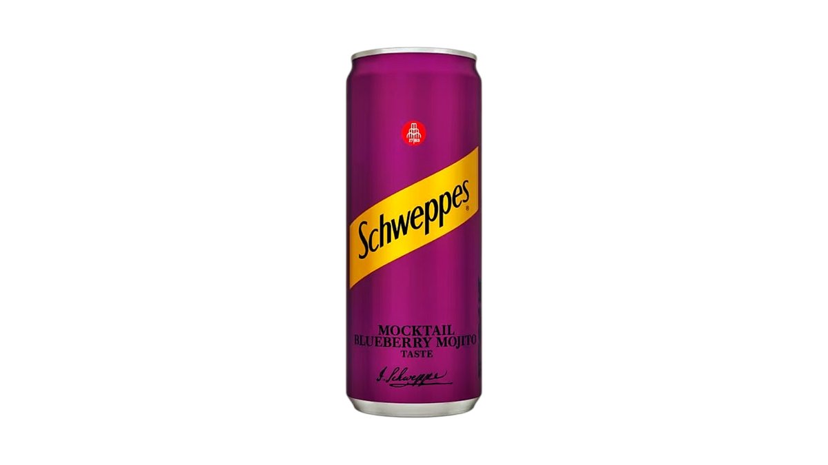 Gaivusis gazuotas gėrimas SCHWEPPES MOCKTAIL BLUEBERRY MOJITO, 330 ml
