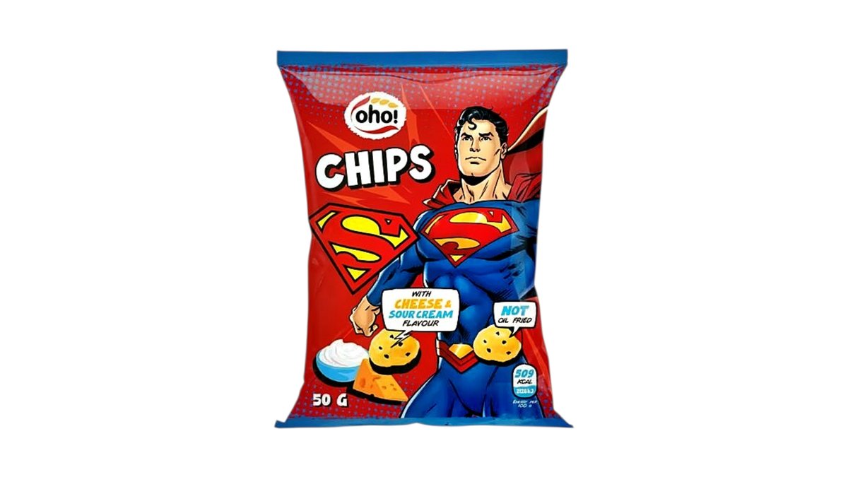 Sūrio ir grietinėlės skonio traškučiai SUPERMAN OHO, 50 g