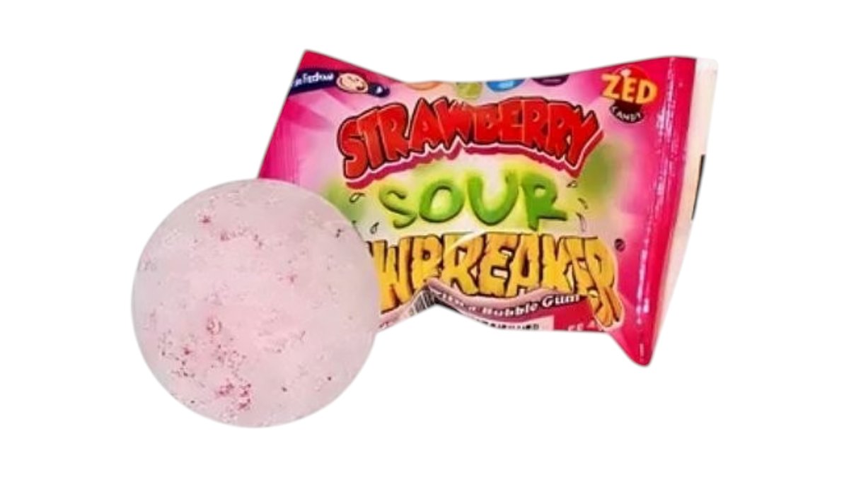 Saldainis su kramtomąja guma ZED CANDY JAWBREAKER (STRAWBERRY), 13g