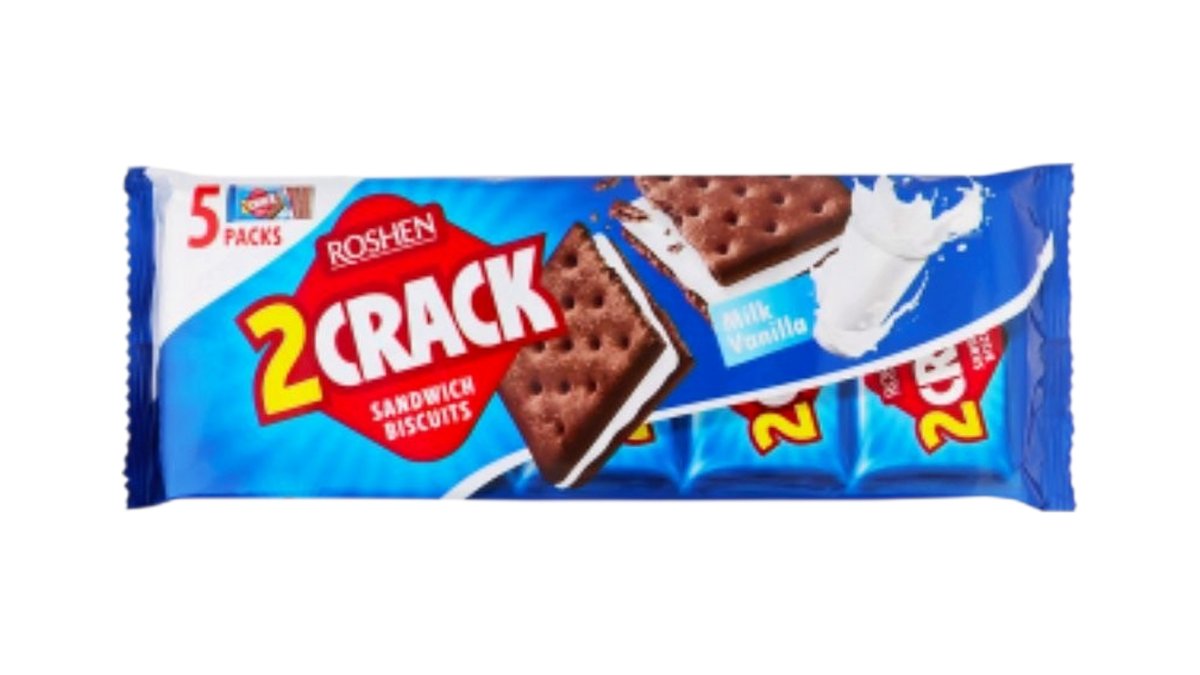 Sausainiai "2 CRACK" su pieniniu vaniliniu įdaru 190g