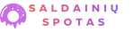 Logo with 'Saldainiu Spotas' text and a purple donut-shaped logo element.